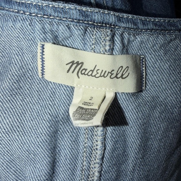 Madewell Dress 2 Blue Denim Zip Front Short Sleeve Mini Pockets Jean Western - Picture 3 of 11